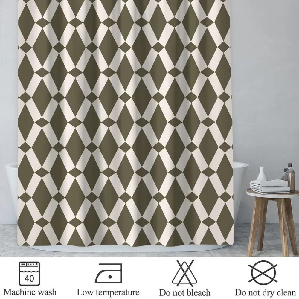 - Morden Shower Curtain For Bathroom, Geometric Olive Green Bathroom Curta…